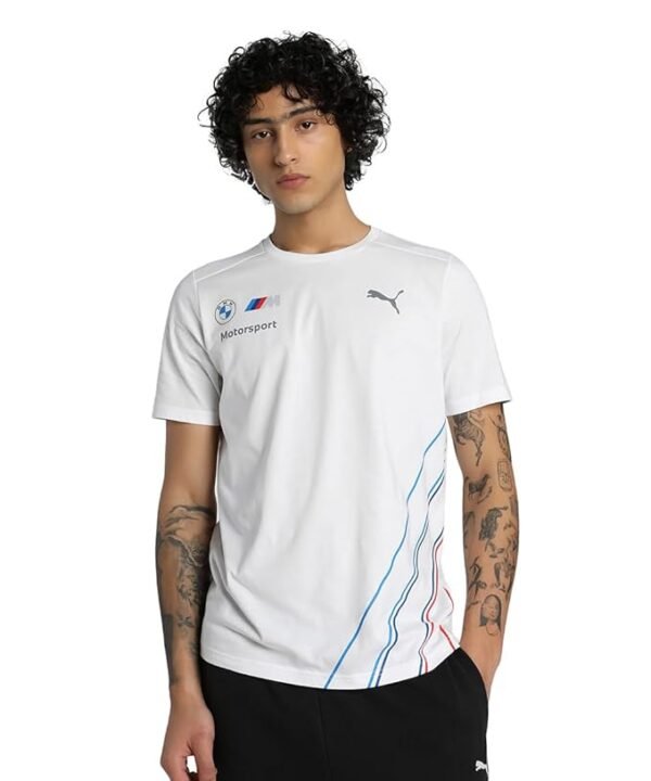 Puma white Men Cotton Regular Fit BMW Team T-shirt - Image 4